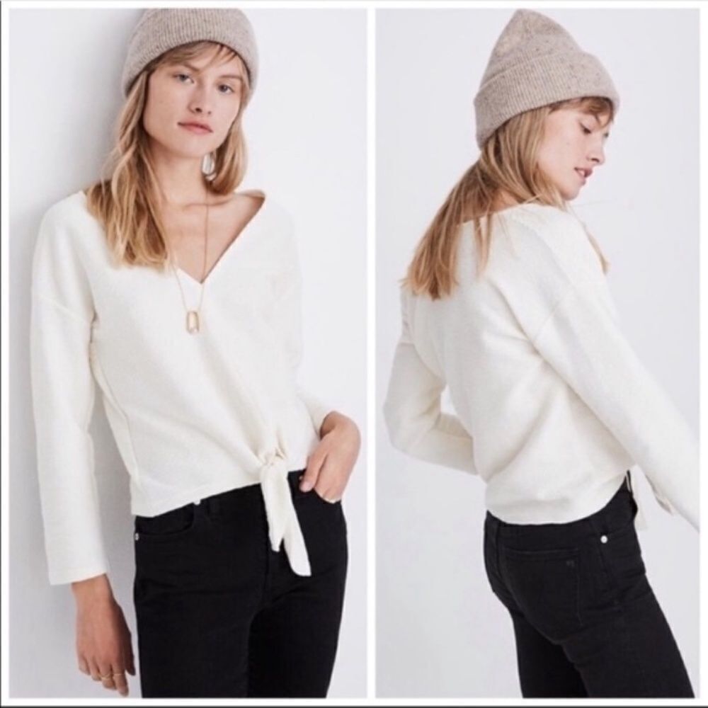 Madewell Texture & Thread Tie Front Top Shirt Cream XXS